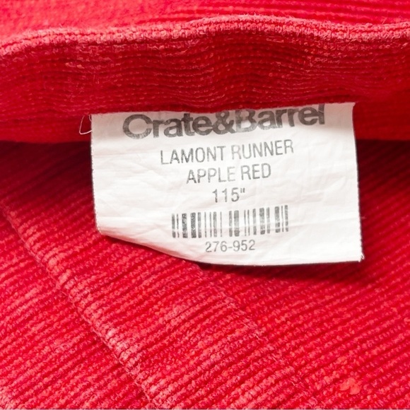 CRATE & BARREL Apple Red Textured 100% Cotton LAMONT Table Runner 115” X 13” - Picture 4 of 4